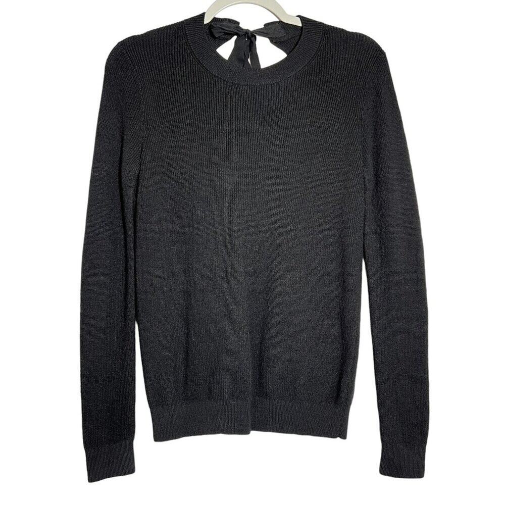 Aritzia Wilfred Open Back Wool Sweater Womens XS Black Keyhole Italian Yarn